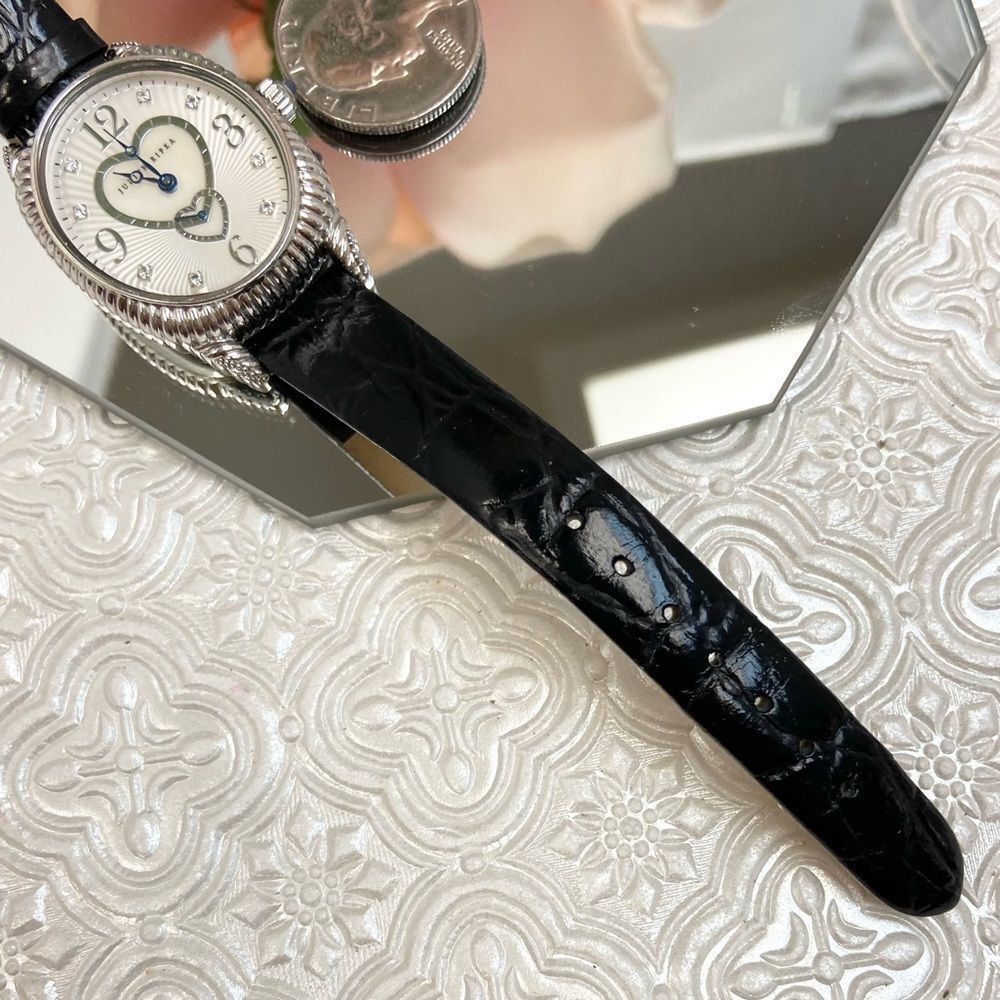 Judith Ripka Sterling Silver Heart Motif MOP Dial Ladies Dress Watch - Picture 14 of 16